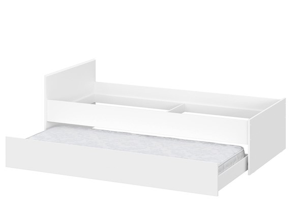 Кровать детская выкатная Токио, белый текстурный (одинарная (0,9х2,0) + выкатная) в Чайковском - изображение