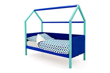 Детская кровать-домик Svogen, мятный-синий мягкая в Перми