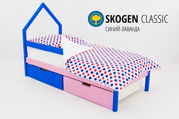 Кровать-домик детская мини Skogen синий-лаванда в Перми