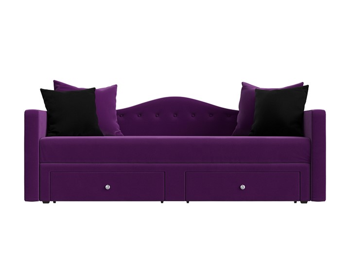 Диван-кровать Дориан, Фиолетовый/Черный (Микровельвет) в Перми - изображение 1