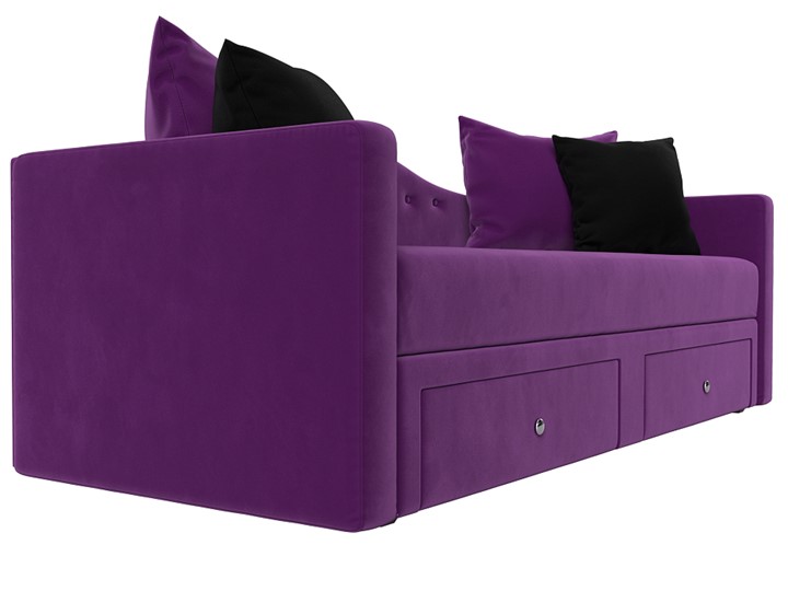 Диван-кровать Дориан, Фиолетовый/Черный (Микровельвет) в Перми - изображение 2