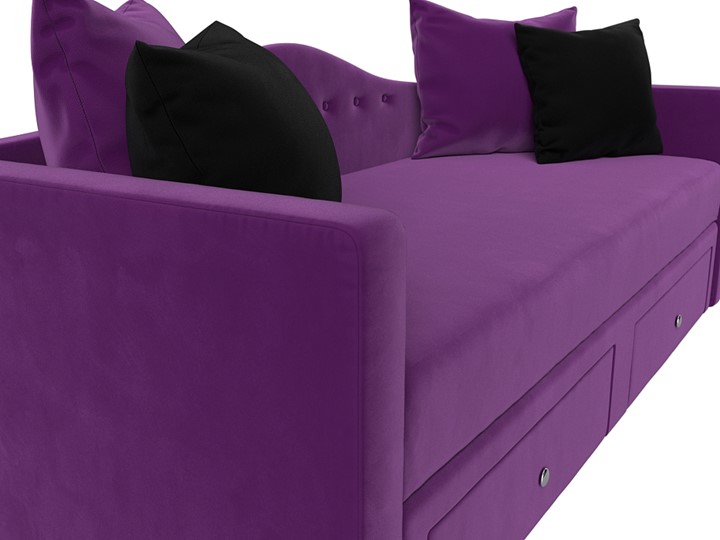 Диван-кровать Дориан, Фиолетовый/Черный (Микровельвет) в Перми - изображение 3