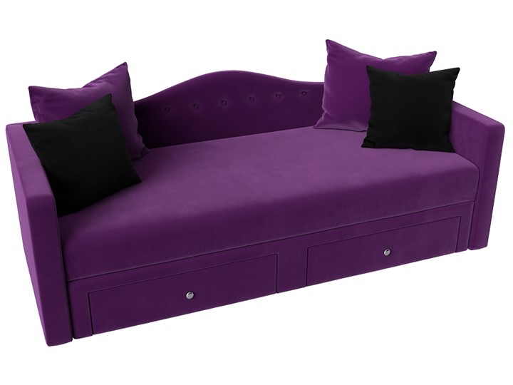 Диван-кровать Дориан, Фиолетовый/Черный (Микровельвет) в Перми - изображение 4