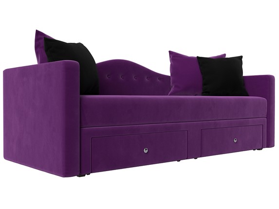 Диван-кровать Дориан, Фиолетовый/Черный (Микровельвет) в Перми - изображение