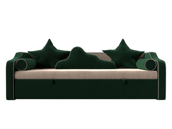 Диван-кровать Рико, Бежевый/Зеленый (Велюр) в Перми - изображение 1