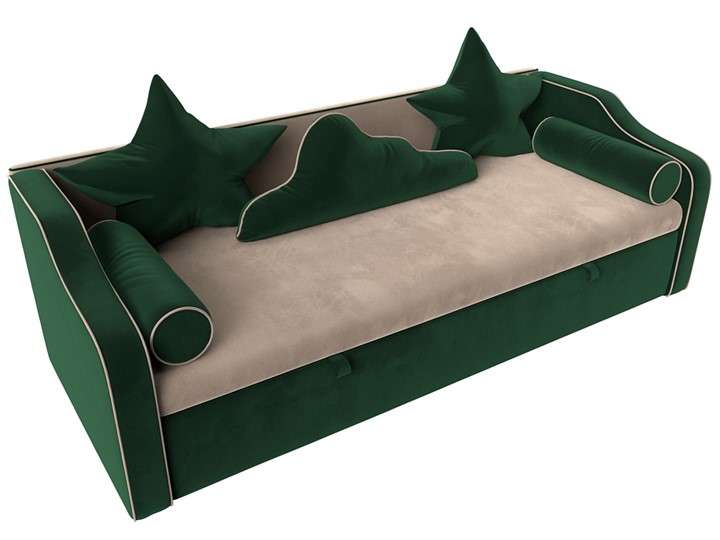 Диван-кровать Рико, Бежевый/Зеленый (Велюр) в Перми - изображение 4