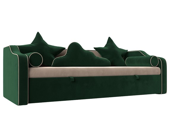 Диван-кровать Рико, Бежевый/Зеленый (Велюр) в Перми - изображение
