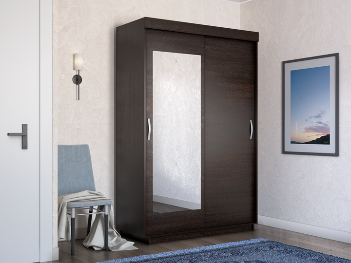 Шкаф 2-дверный Лайт (ДСП/Зеркало) 1200х595х2120, Венге в Перми - изображение 3