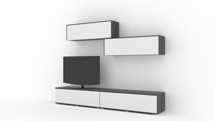 Гостиный гарнитур Куб (Cube), цвет Белый софт, Черный ясень в Перми - изображение 1