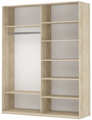 Шкаф 2-дверный Прайм (ДСП/Зеркало) 1400x570x2300, венге в Перми - предосмотр 1