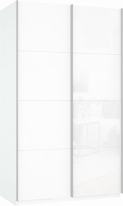Шкаф-купе 2-х дверный Прайм (ДСП/Белое стекло) 1600x570x2300, белый снег в Березниках