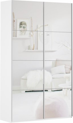 Шкаф-купе Прайм (Зеркало/Зеркало) 1200x570x2300, белый снег в Перми - изображение