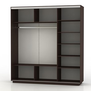 Шкаф трехдверный Экспресс (Зеркало/ДСП/Зеркало) со стеллажом, 2700х600х2200, венге в Перми - предосмотр 1