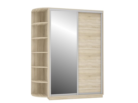 Шкаф 2-дверный Экспресс (ДСП/Зеркало), со стеллажом 1700х600х2400, дуб сонома в Перми - изображение