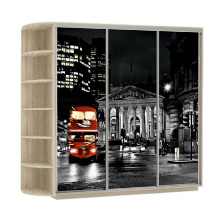 Шкаф Экспресс, со стеллажом, 2100х600х2400, Ночной Лондон/дуб сонома в Перми - изображение