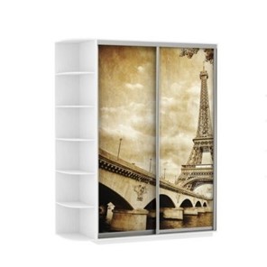 Шкаф 2-створчатый Экспресс 1700x600x2400, со стеллажом, Париж/белый снег в Перми