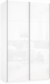 Шкаф 2-дверный Прайм (Белое стекло/Белое стекло) 1200x570x2300, белый снег в Перми - предосмотр