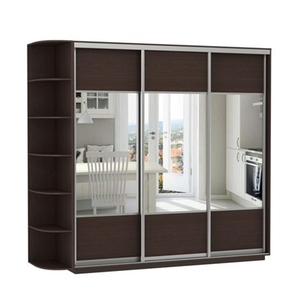 Шкаф 3-дверный Экспресс (Комби), со стеллажом 2400х600х2400, венге в Перми - изображение