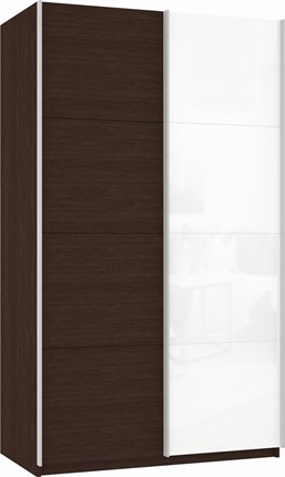 Шкаф 2-створчатый Прайм (ДСП/Белое стекло) 1200x570x2300, венге в Перми - изображение