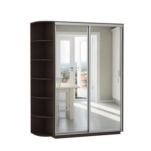 Шкаф 2-х дверный Экспресс (2 зеркала), со стеллажом 1500x600x2400, венге в Перми - предосмотр