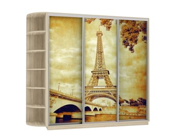 Шкаф 3-створчатый Экспресс со стеллажом, 2400х600х2400, Париж/дуб сонома в Перми