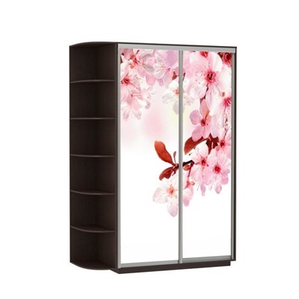 Шкаф 2-х дверный Экспресс 1900x600x2400, со стеллажом, Сакура/венге в Перми - изображение