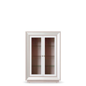 шкаф 2-х дверный (2 стеклодвери) низкий Прато 998, Ясень светлый \ жемчуг в Соликамске