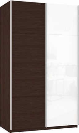 Шкаф 2-х створчатый Прайм (ДСП/Белое стекло) 1400x570x2300, венге в Перми - изображение