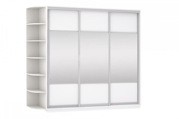 Шкаф 3-х створчатый Е1 Экспресс (Комби), со стеллажом 2700х600х2400, белый снег в Перми