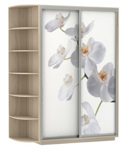 Шкаф Хит, 1500x600x2200, фотопечать, со стеллажом, белая орхидея, шимо светлый в Перми