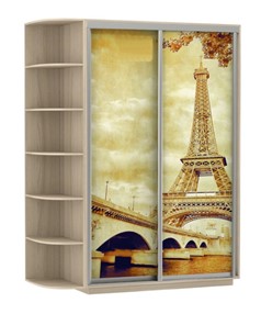 Шкаф двухдверный Экспресс 1900x600x2400, со стеллажом, Париж/шимо светлый в Перми - предосмотр
