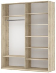 Шкаф 2-дверный Прайм (Зеркало/Белое стекло) 1200x570x2300, дуб сонома в Перми - предосмотр 1