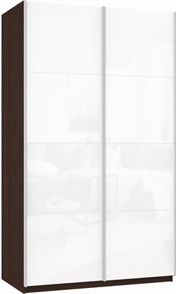 Шкаф Прайм (Белое стекло/Белое стекло) 1200x570x2300, венге в Перми - изображение