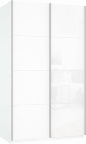 Шкаф-купе Прайм (ДСП/Белое стекло) 1200x570x2300, белый снег в Березниках