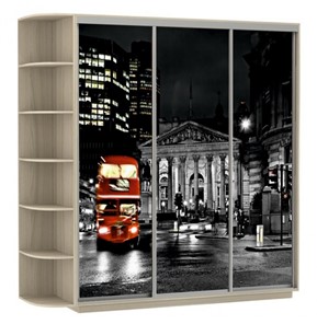 Шкаф 3-дверный Экспресс, со стеллажом, 2400х600х2400, Ночной Лондон/шимо светлый в Перми - предосмотр