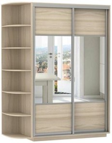 Шкаф 2-х дверный Экспресс (Комби), со стеллажом 1500x600x2200, шимо светлый в Кунгуре