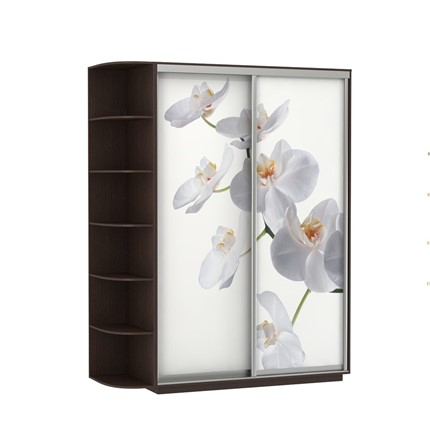 Шкаф двухдверный Экспресс 1900x600x2200, со стеллажом, Орхидея белая/венге в Перми - изображение