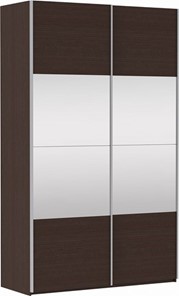 Шкаф 2-дверный Прайм (ДСП/Зеркало) 1400x570x2300, венге в Перми - предосмотр 2