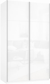Шкаф Прайм (Белое стекло/Белое стекло) 1600x570x2300, белый снег в Перми