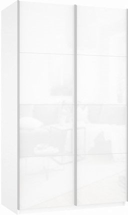Шкаф Прайм (Белое стекло/Белое стекло) 1600x570x2300, белый снег в Перми - изображение