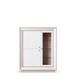 шкаф 3-х дверный (1 стеклодверь) низкий Прато 1179, Ясень светлый \ жемчуг в Соликамске