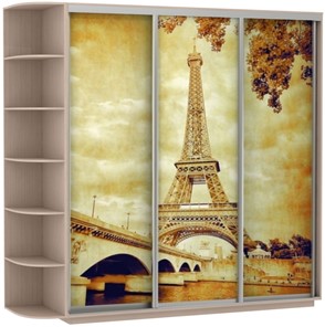 Шкаф 3-х створчатый Экспресс со стеллажом, 2700х600х2400, Париж/дуб молочный в Перми