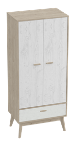 Шкаф для одежды Калгари, Дуб натуральный светлый/Белый матовый в Перми - предосмотр