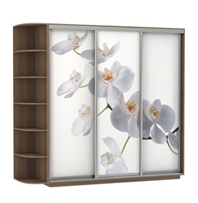 Шкаф Экспресс со стеллажом, 2700х600х2200, Орхидея белая/шимо темный в Перми