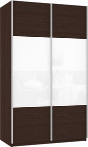 Шкаф 2-створчатый Прайм (ДСП/Белое стекло) 1200x570x2300, венге в Перми - предосмотр 2
