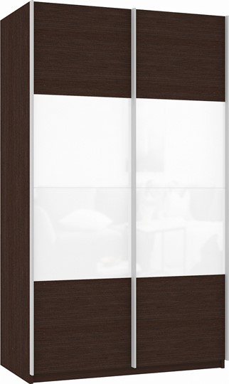 Шкаф 2-створчатый Прайм (ДСП/Белое стекло) 1200x570x2300, венге в Перми - изображение 2