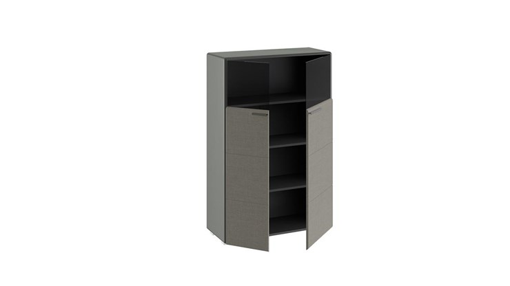 Распашной шкаф Наоми комбинированный двухстворчатый, цвет Фон серый, Джут ТД-208.07.29 в Перми - изображение 1