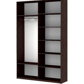 Шкаф 2-створчатый Прайм (Зеркало/Белое стекло) 1600x570x2300, венге в Перми - предосмотр 1