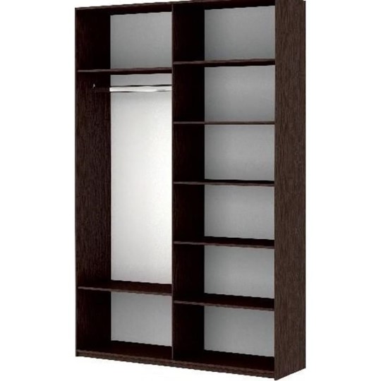 Шкаф 2-створчатый Прайм (Зеркало/Белое стекло) 1600x570x2300, венге в Перми - изображение 1