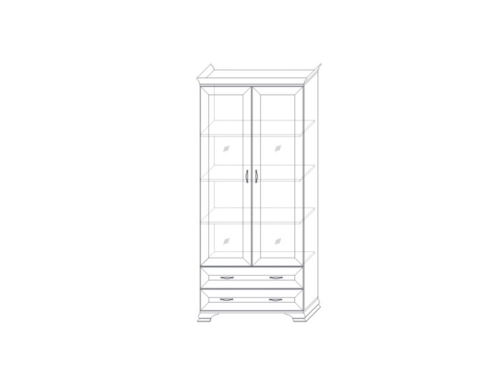 Шкаф (2 стеклодвери) Сиена, Бодега белый / патина золото в Перми - изображение 1